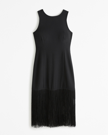 Look Again One Shoulder Fringe Dress (Black)- Final Sale Small / Black