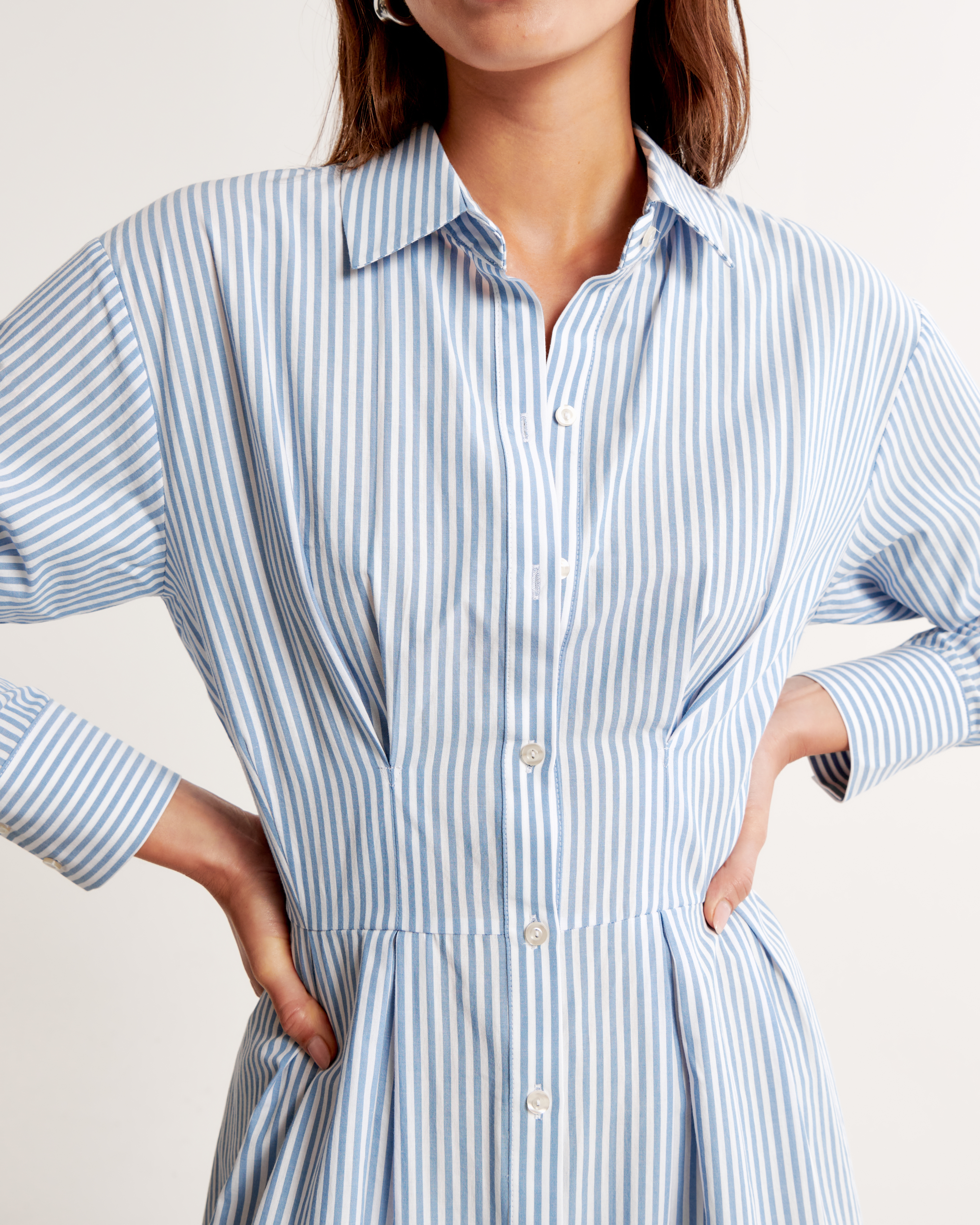 Long-Sleeve Poplin Shirt Dress