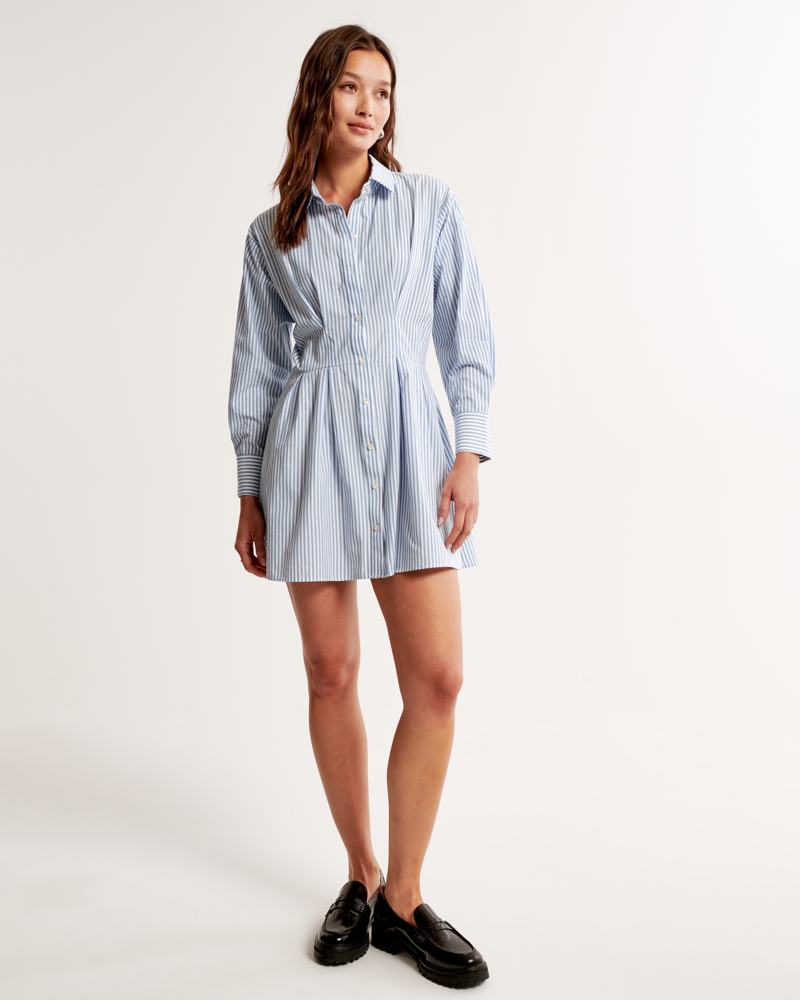 Long-Sleeve Poplin Shirt Dress