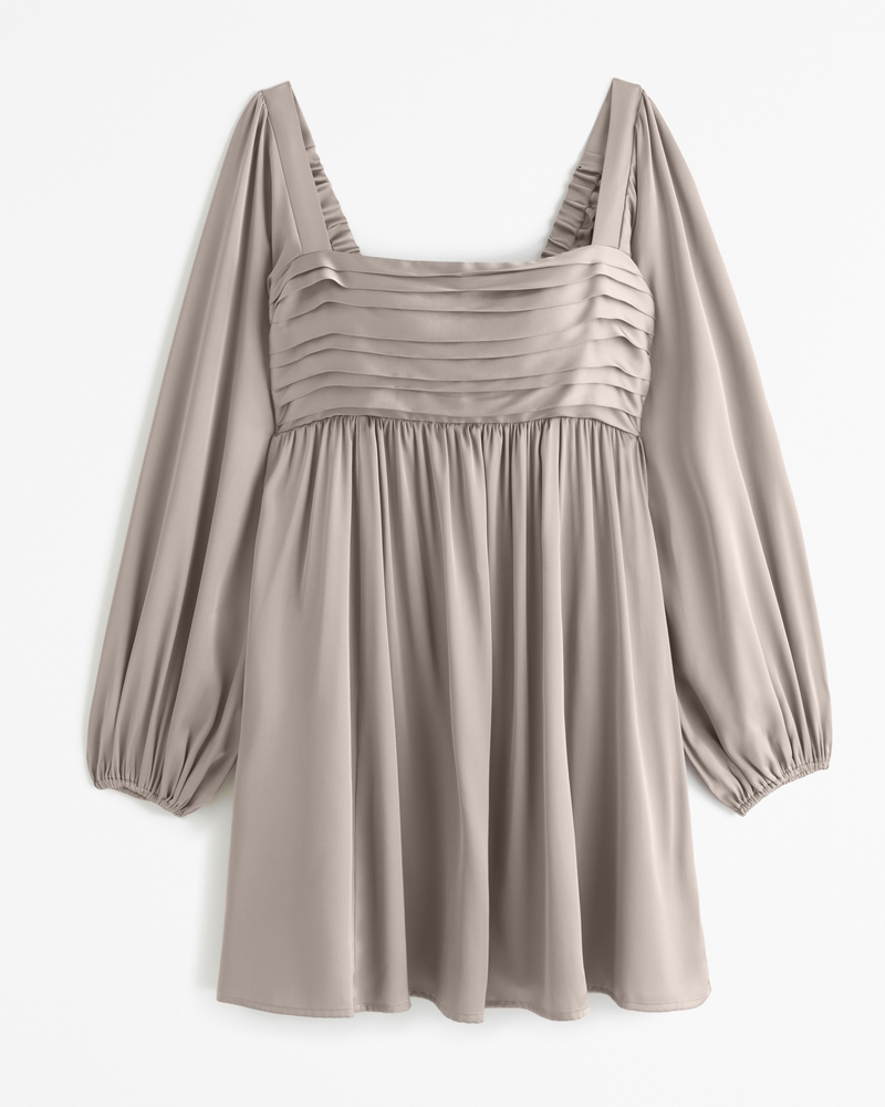 Women's Emerson Satin Long-Sleeve Mini Dress, Women's Dresses & Jumpsuits