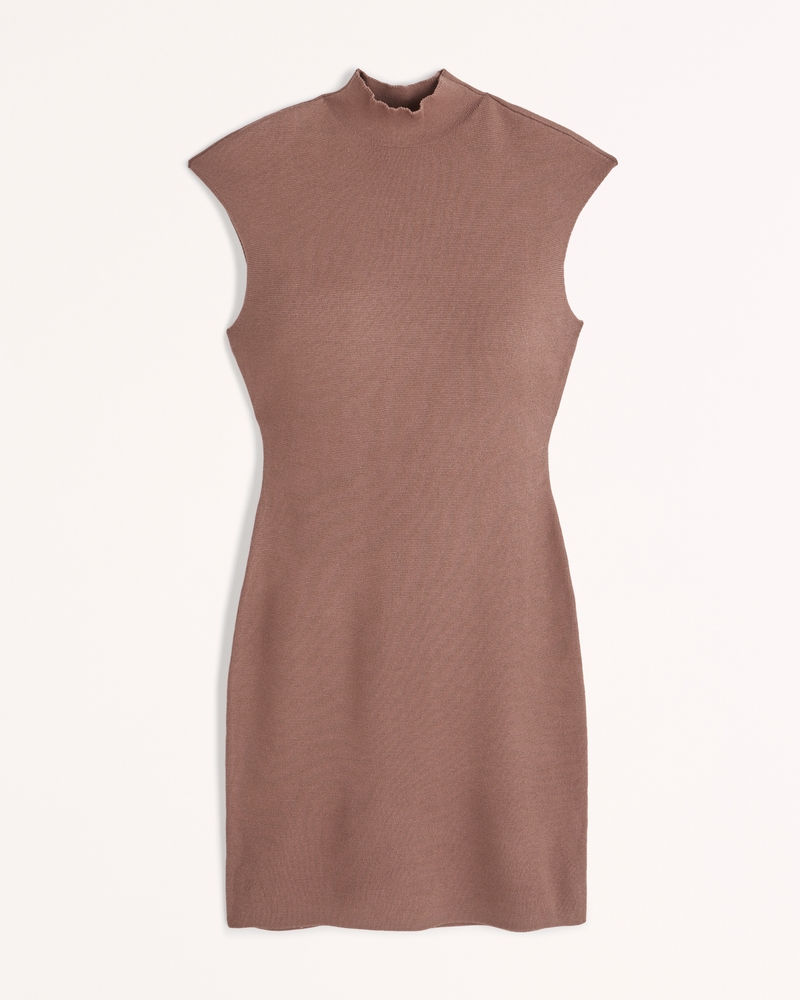 Final Sale Plus Size Turtle Neck Sweater Dress in Brown