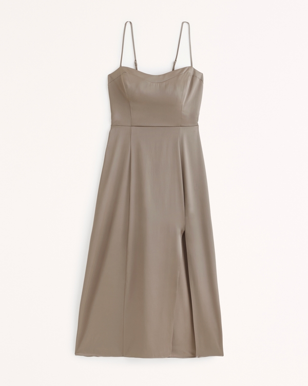 Women's Satin High-Slit Midi Dress | Women's Clearance | Abercrombie.com
