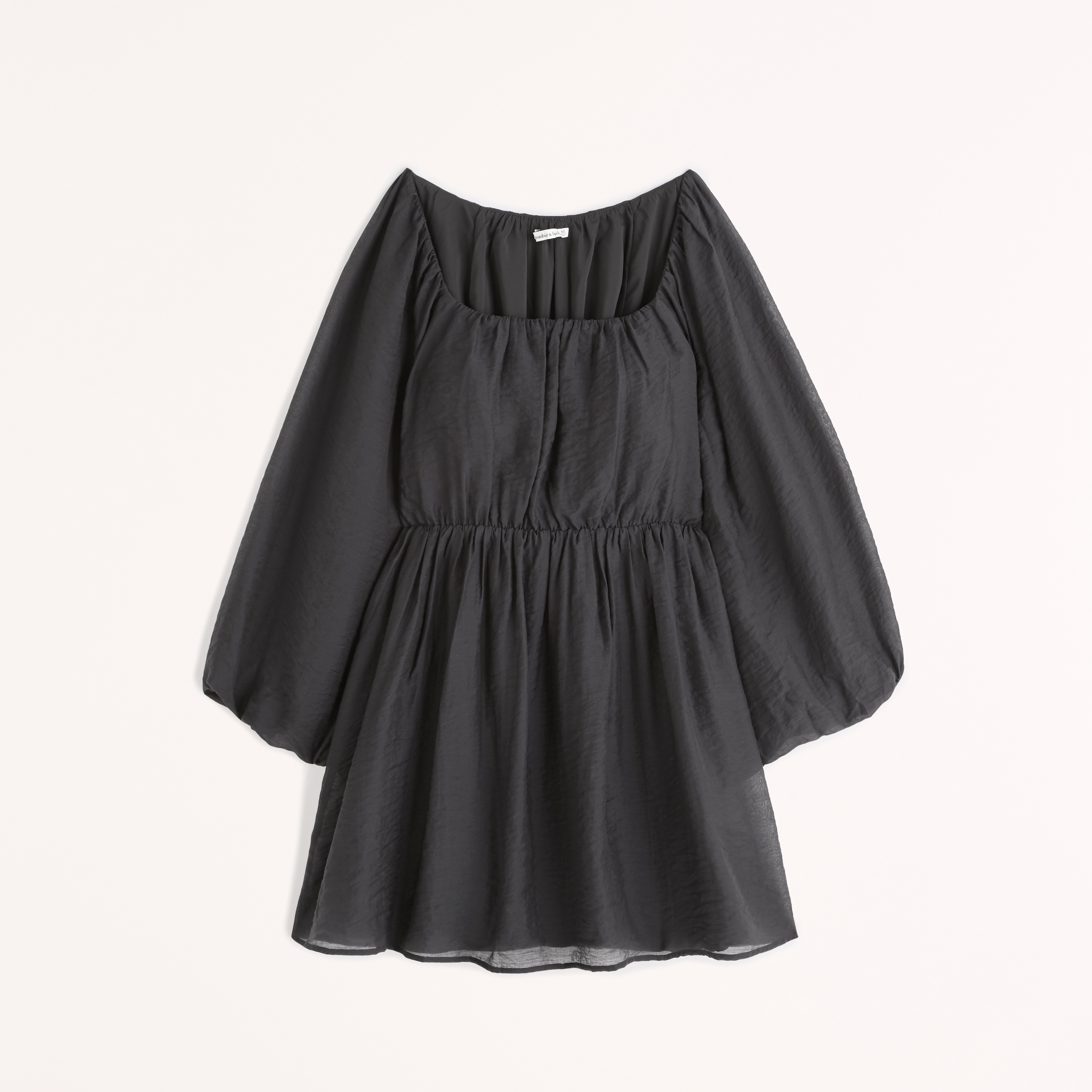 Balloon Sleeve Ruched Mini Dress