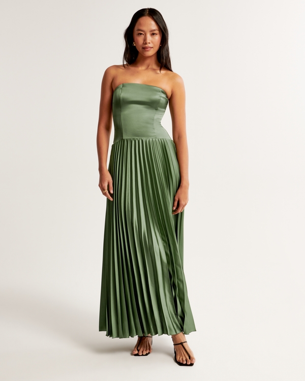 The A&F Giselle Strapless Drop-Waist Gown, Green