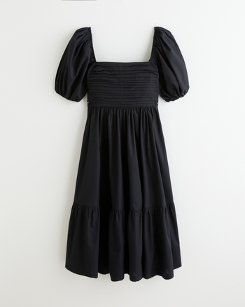 Women's The A&F Emerson Poplin Puff Sleeve Midi Dress | Women's ...
