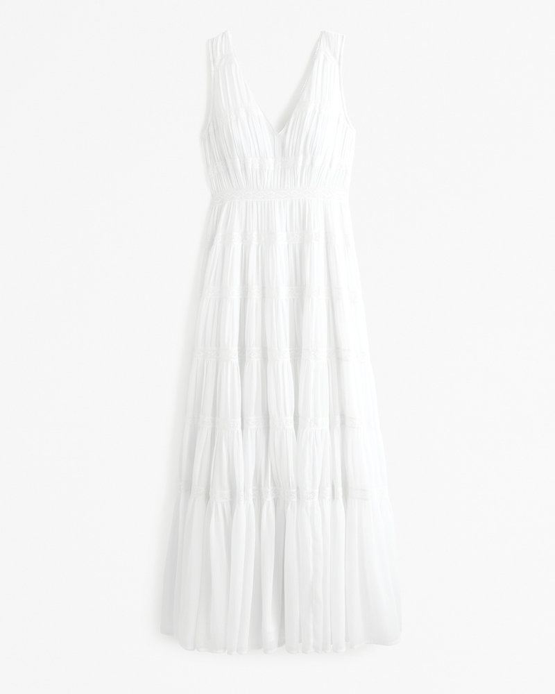 Plunge white maxi dress best sale