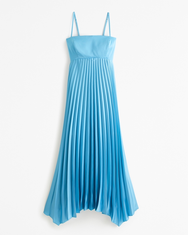 The A&F Giselle Clasp-Back Pleated Midi Dress, Blue