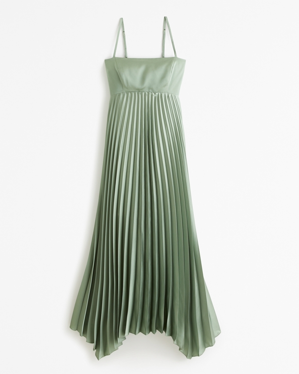 The A&F Giselle Clasp-Back Pleated Midi Dress, Green