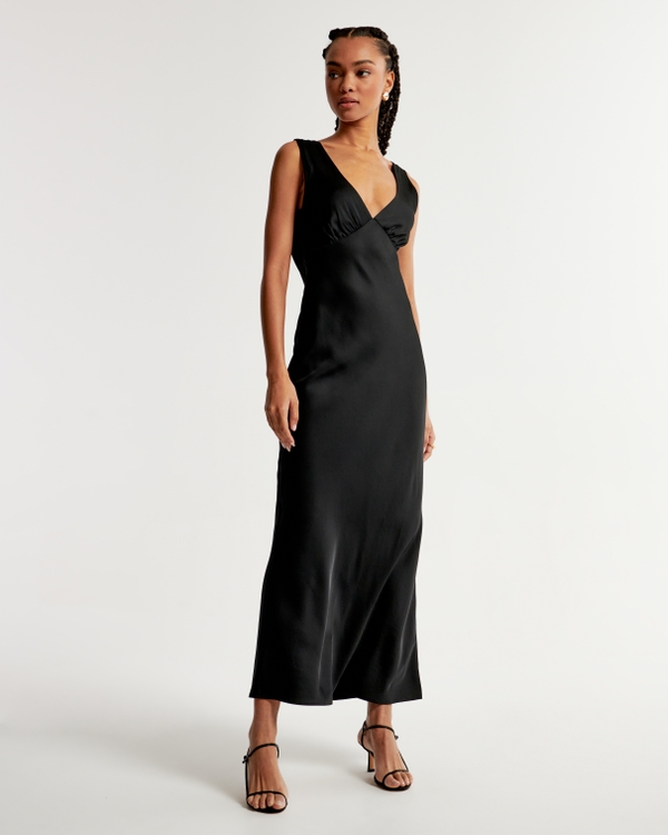 Abercrombie & Fitch WIDE STRAP MIDI DRESS - Jerseykleid - black/schwarz 