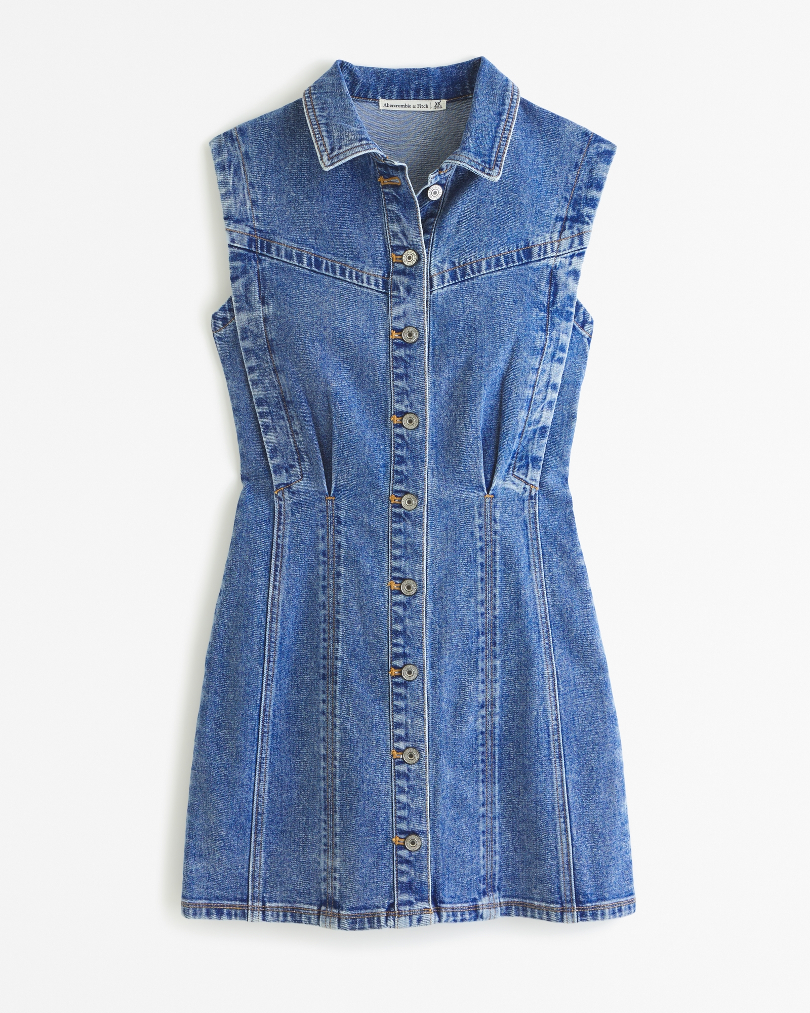 C&A Women's Dress Button Neck Mini/Short Shift Shape Dresses, Denim Blue :  : Fashion