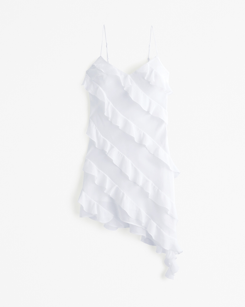 Women's All-Over Ruffle Mini Dress in White | Size S | Abercrombie & Fitch