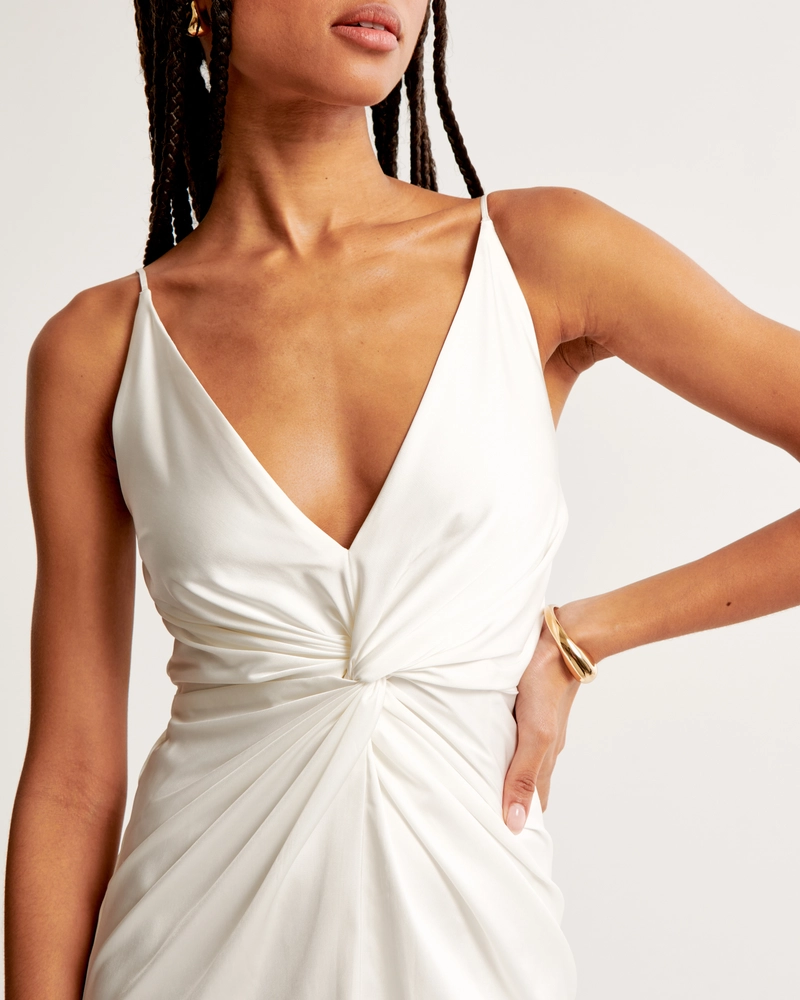 Draped Twist-Front Maxi Dress