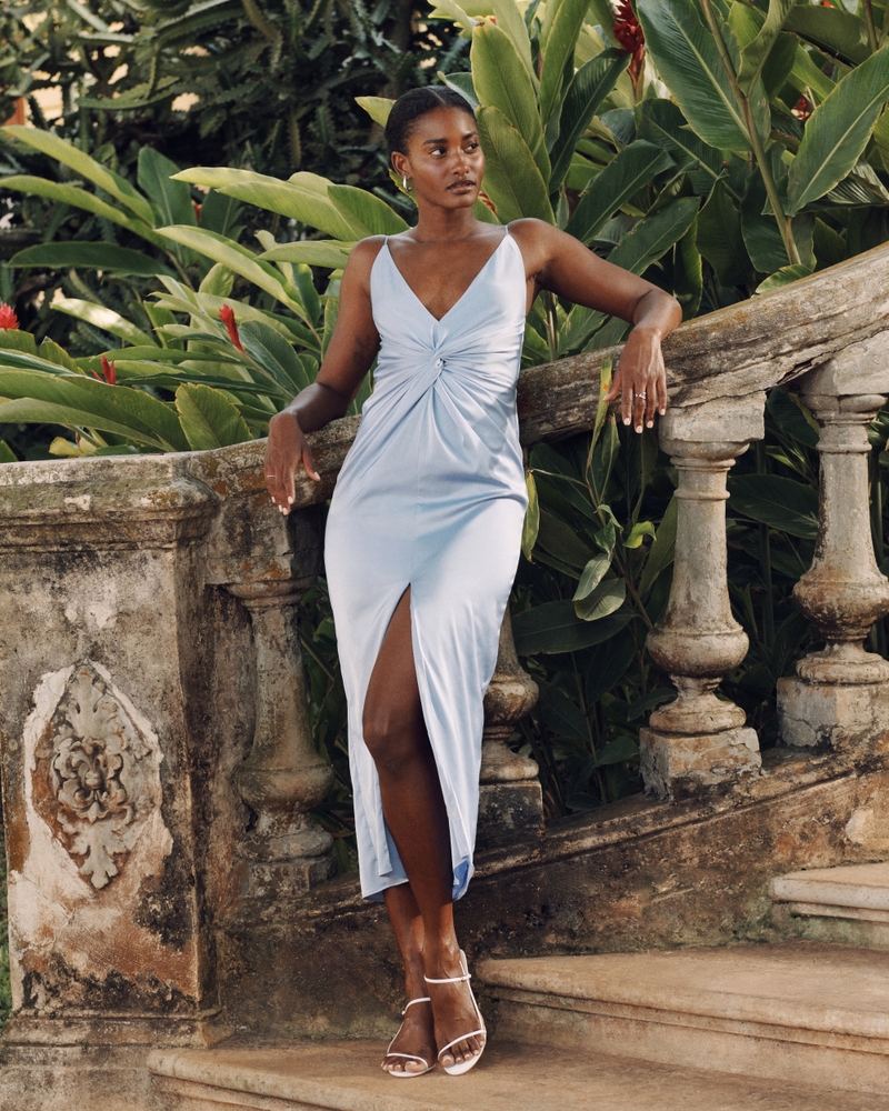 Women's Draped Twist-Front Maxi Dress | Women's Clearance