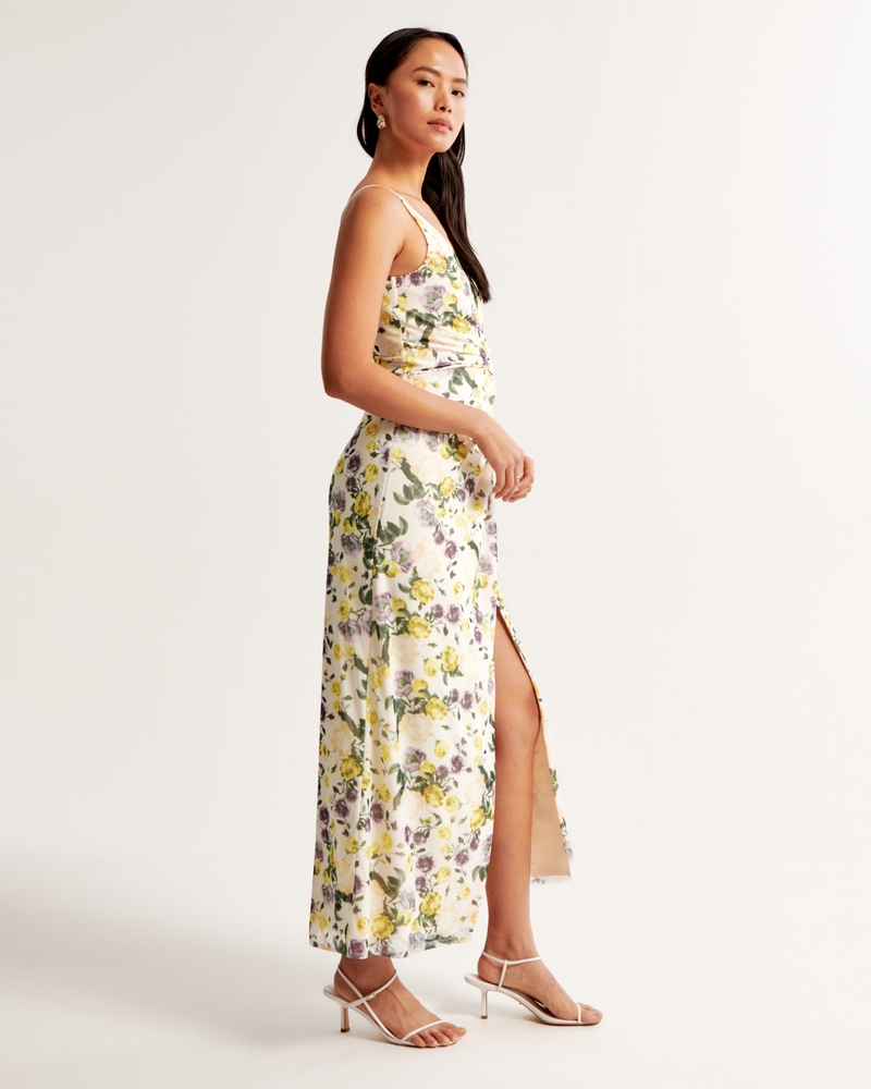 Mesh Twist Wrap Gown