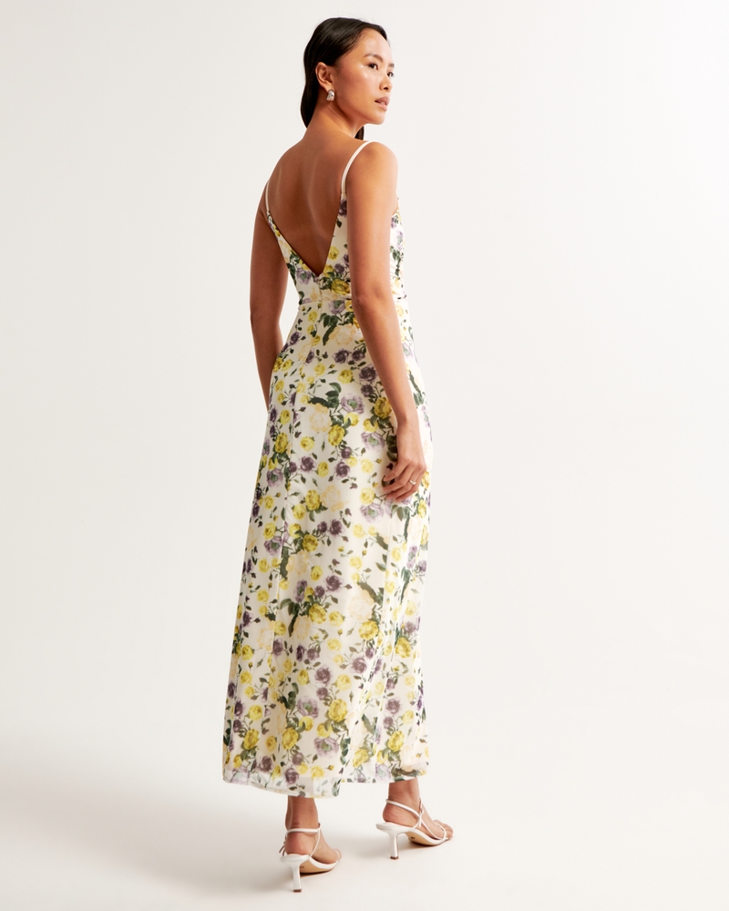 Mesh Twist Wrap Gown
