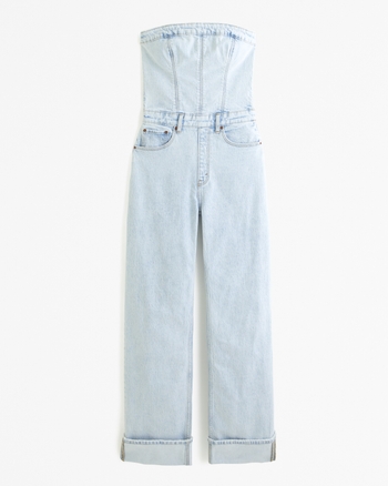 Denim strap jumpsuit clearance