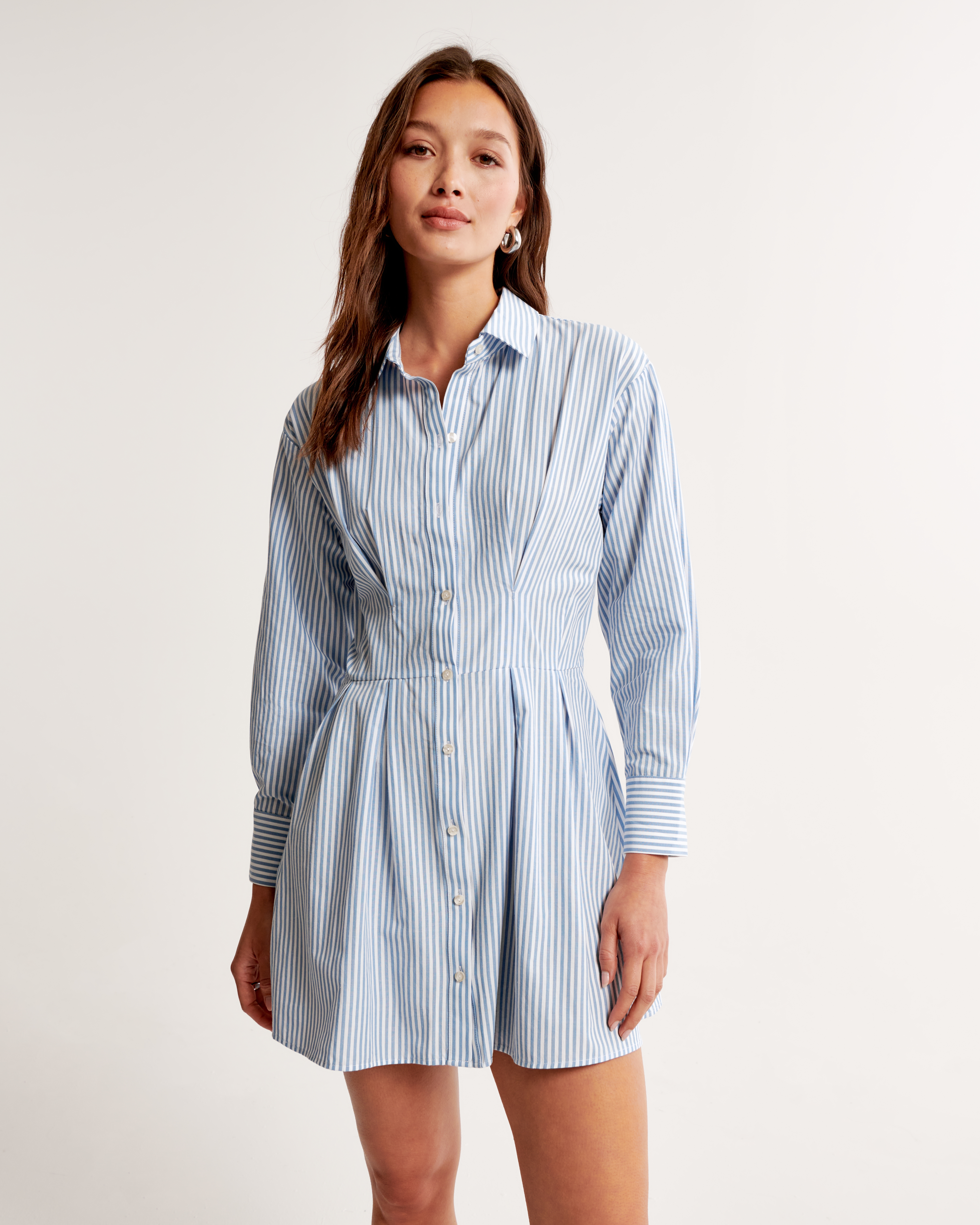 Genny striped flared-cuff shirt - Blue