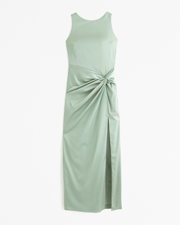Draped Skirt Maxi Dress, Green