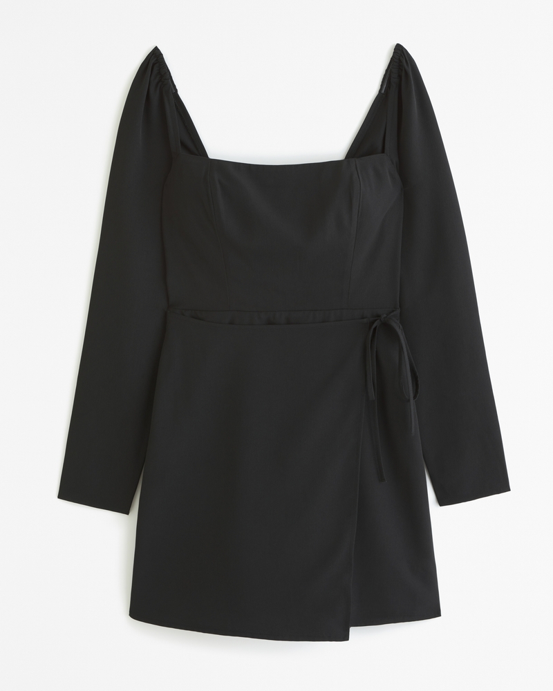 Flattering Long Sleeves Black Mini Dress Flattering Long Sleeves Black Mini Dress