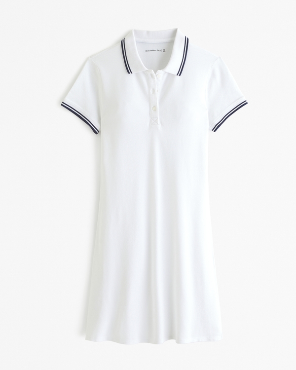 Knit Polo Dress, White