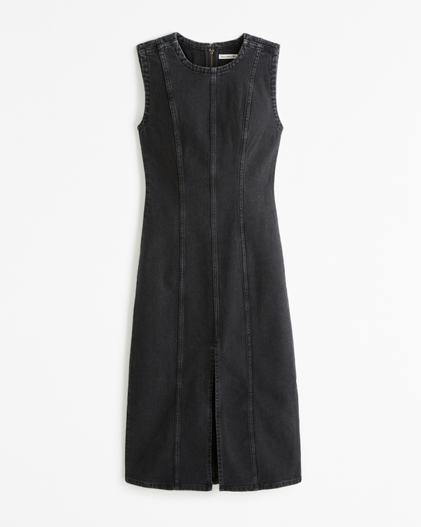 Abercrombie & Fitch WIDE STRAP MIDI DRESS - Jerseykleid - black/schwarz 