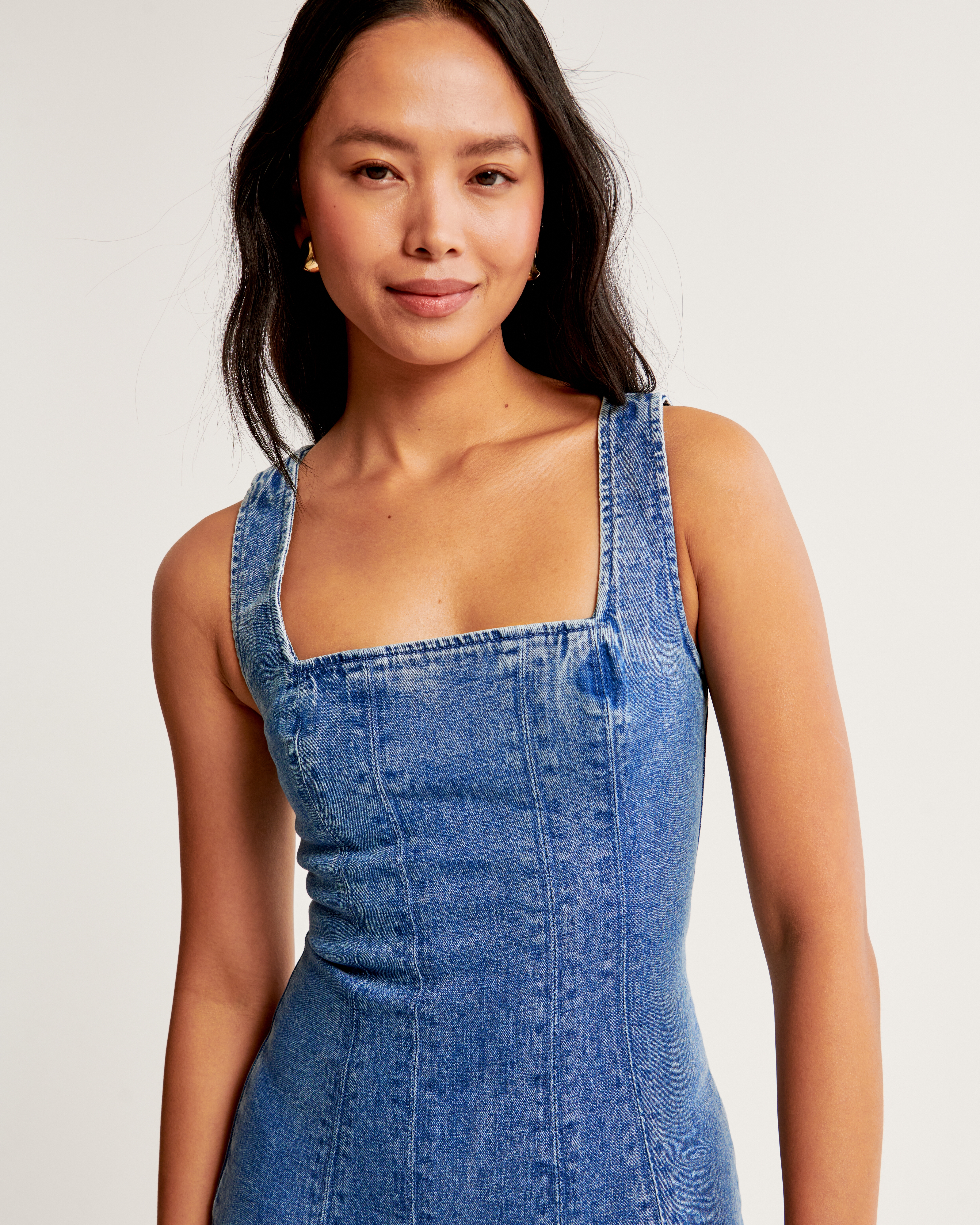 Women s The A F Mila Denim A Line Mini Dress Women s Clearance Abercrombie