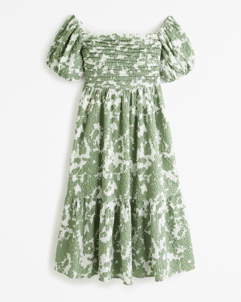 Hollister Co. RUCHED WAIST MIDI - Day dress - white/light green