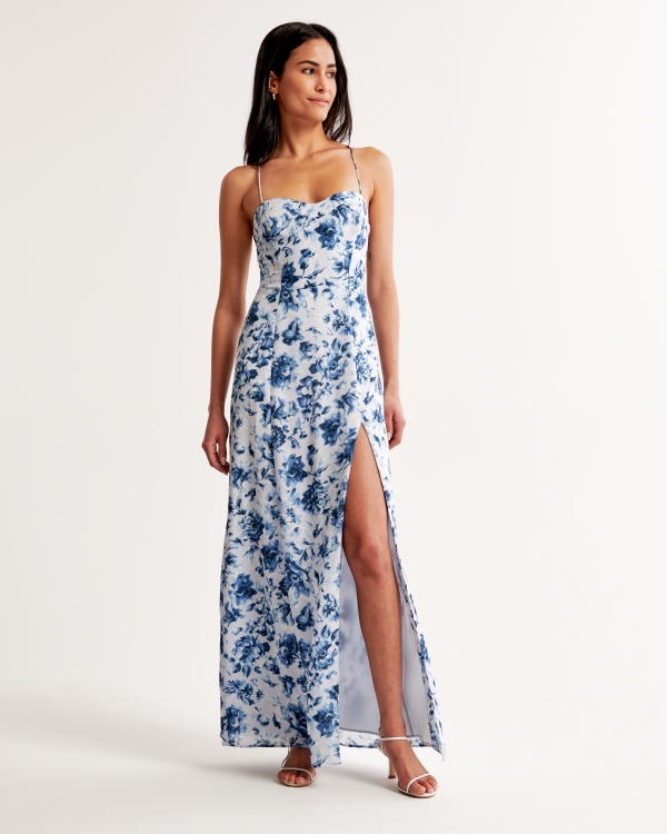 The A&F Camille Tie-Back Gown, Light Blue Floral