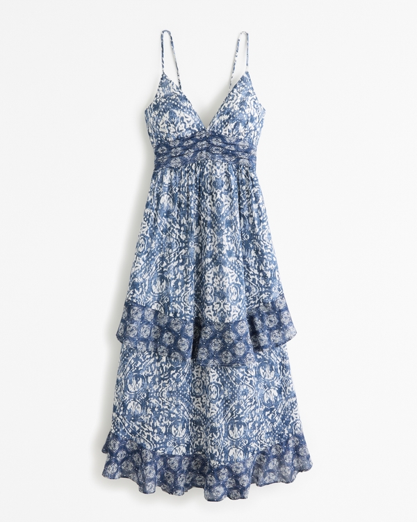 Floral Hollister Dress - Light Blue with Red/Orange, Blue, and Magenta  Flowers