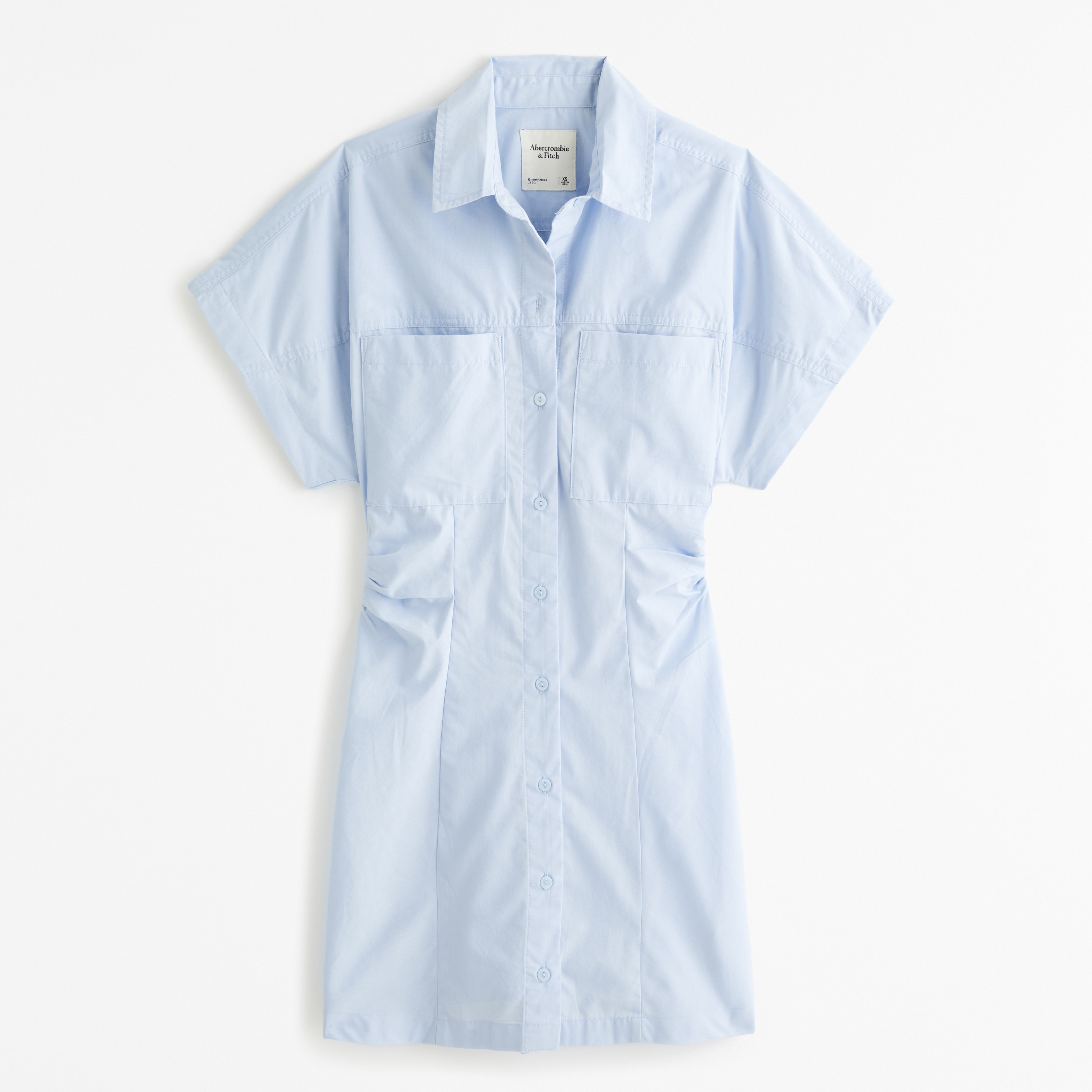 Thom Browne SHORT SLEEVE HIGH WAISTED A-LINE SHIRTDRESS IN HEAVY POPLIN - 100 WHITE