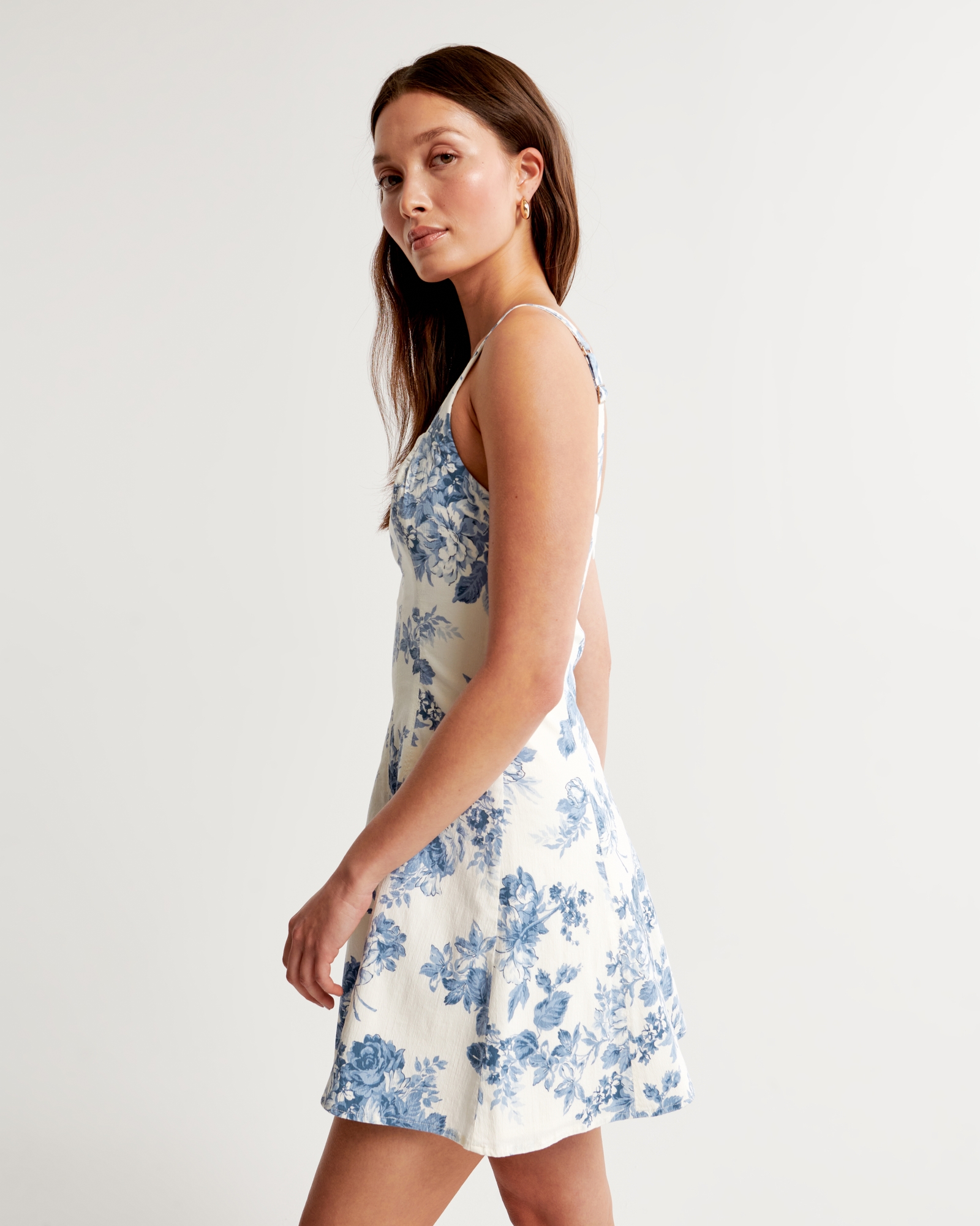 Short shift dress in an A-line design In a blend of organic cotton and  stretch viscose - blue, Summer dresses