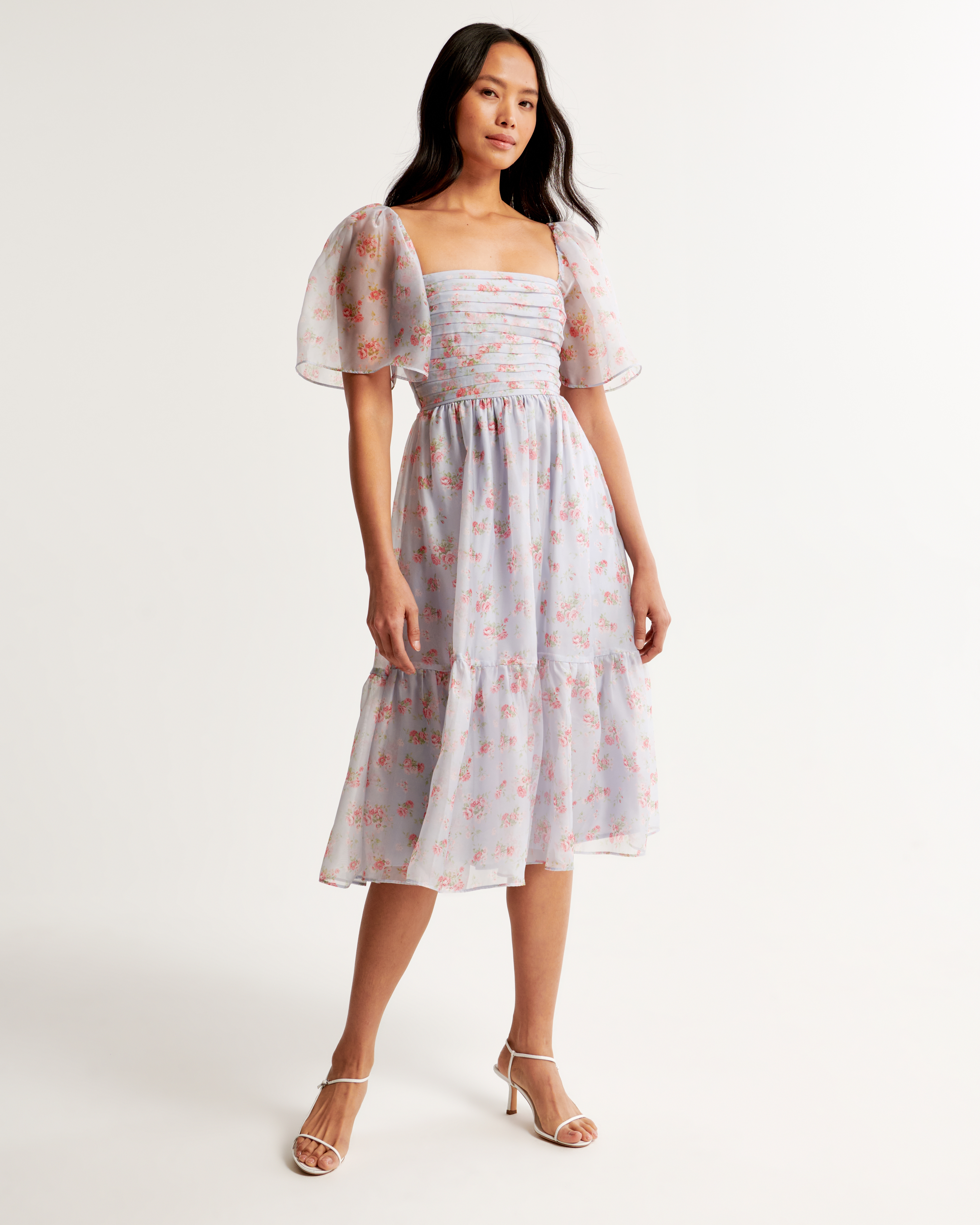 Angel sleeve midi dress hotsell