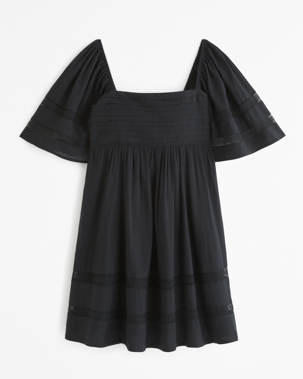 Emerson Lace-Trim Mini Dress, Black