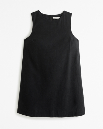 Women's High-Neck Linen-Blend Mini Dress | Women's Dresses & Jumpsuits | Abercrombie.com