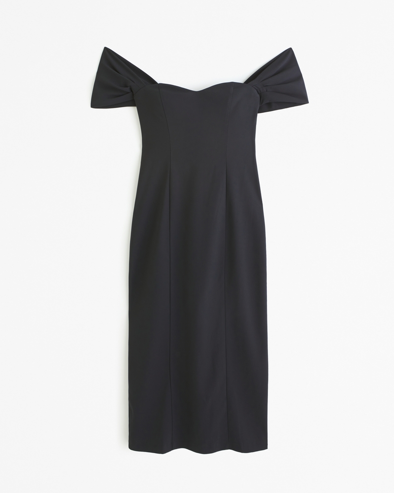 Organic linen slit-collar dress