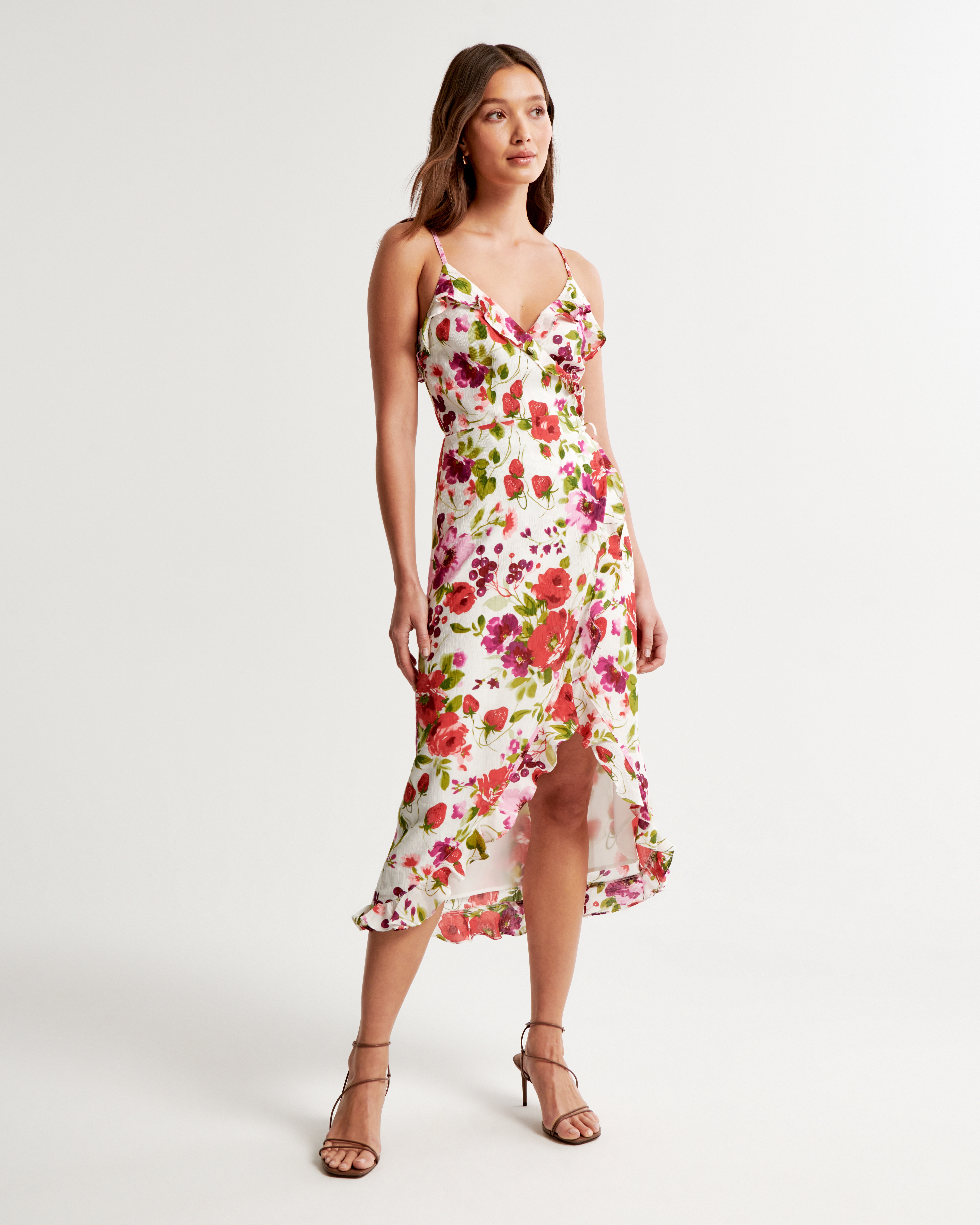 Women's Ruffle Wrap Midi Dress | Women's Clearance | Abercrombie.com