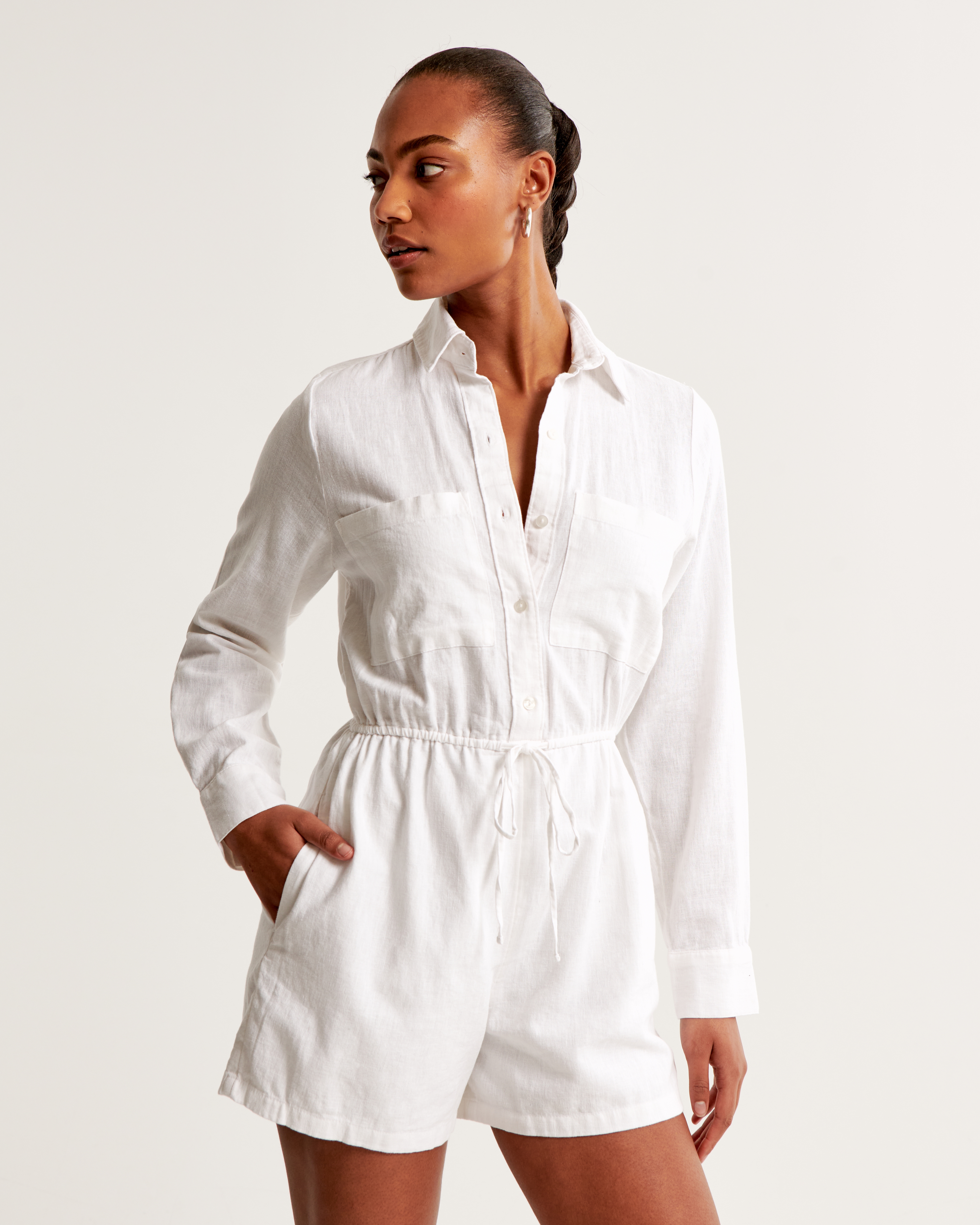 Il Gufo checked linen romper - White