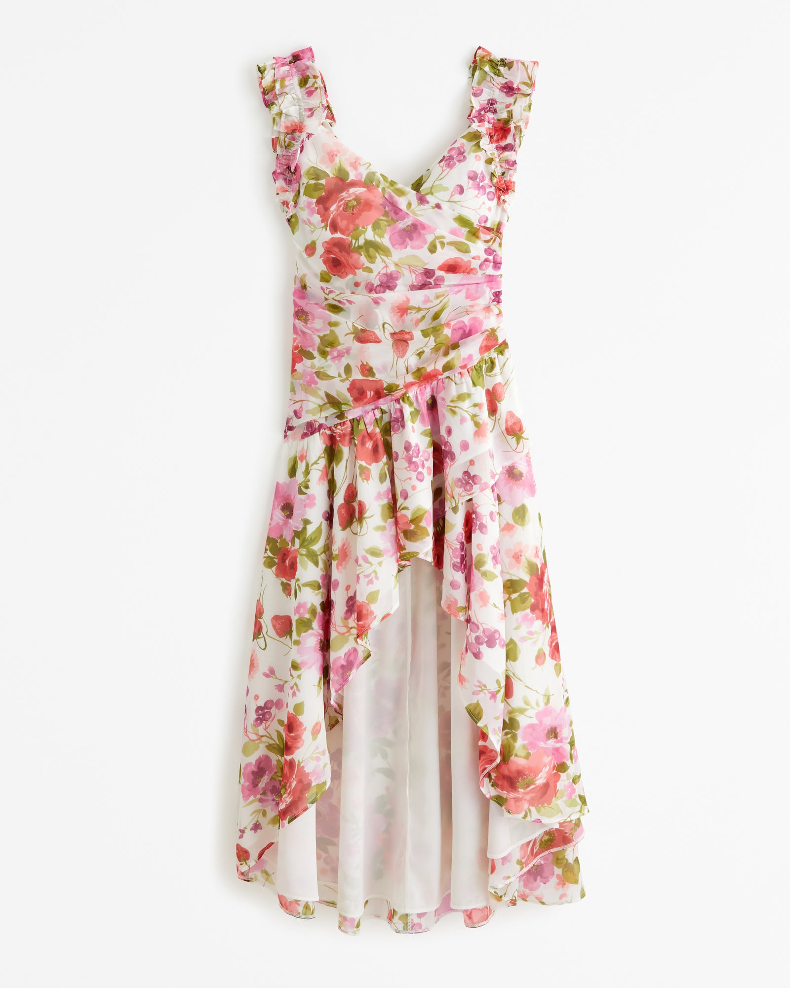 Ruffle Strap High-Low Maxi Dress