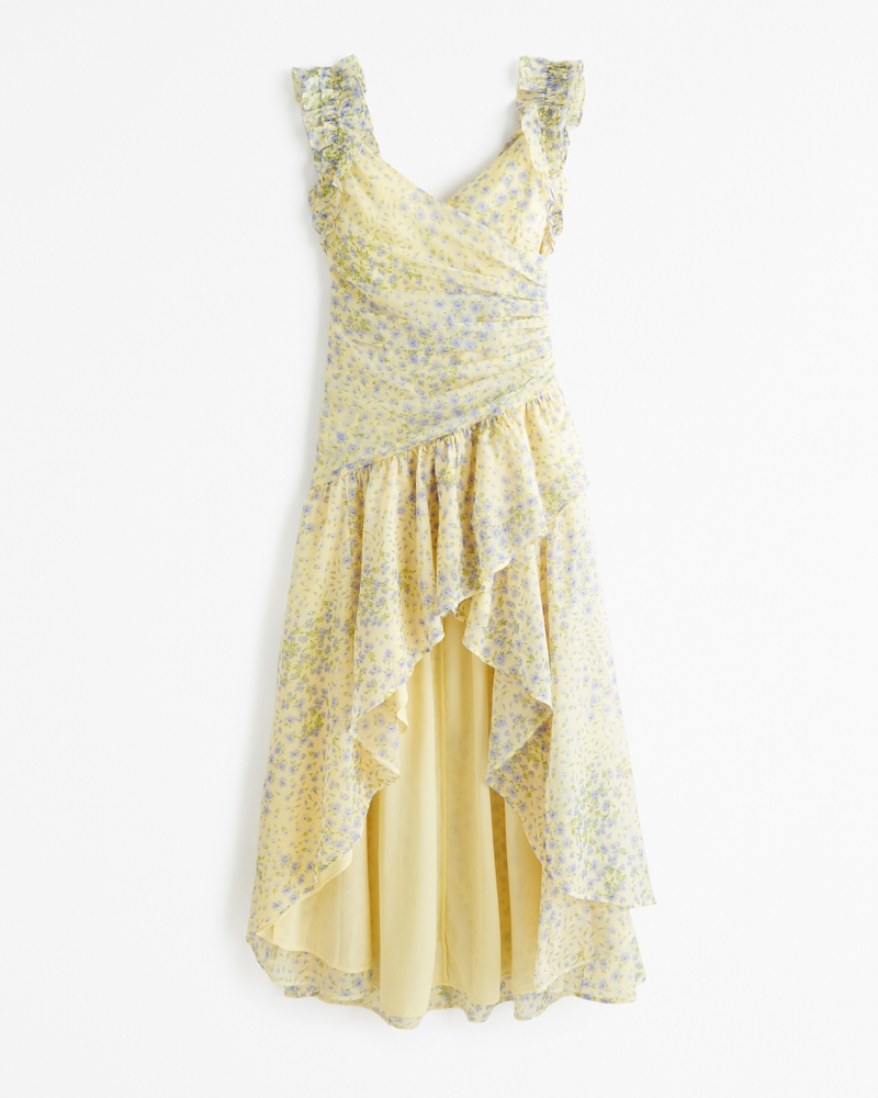 Chiffon Ruffle Detail Maxi Dress