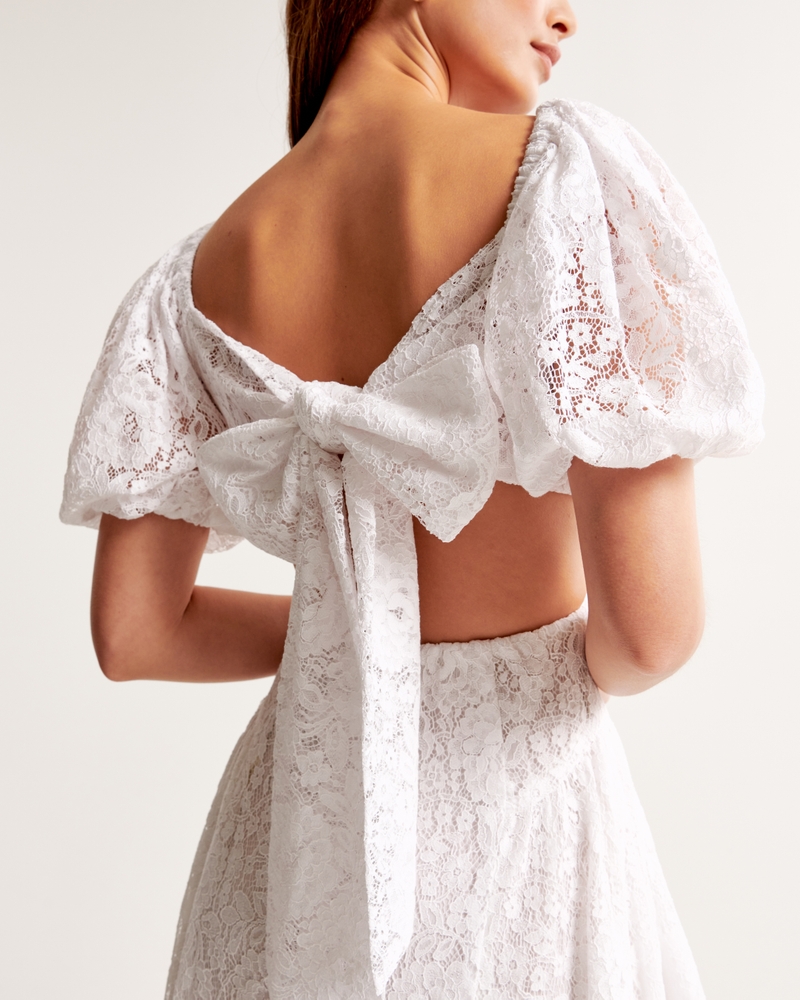 Lace Drama Puff Sleeve Cutout Maxi Dress