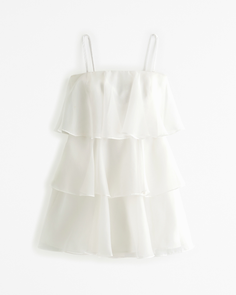 Organza Tiered Strapless Mini Dress