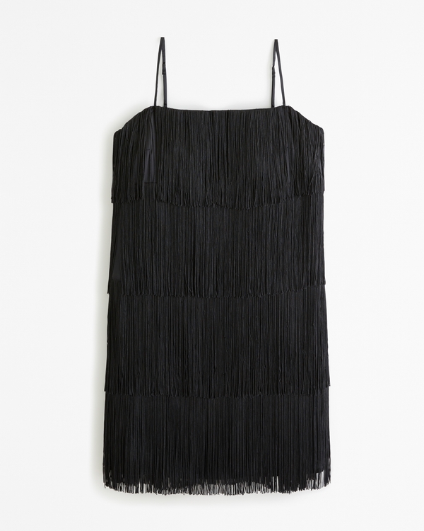 Fringe Mini Dress, Black