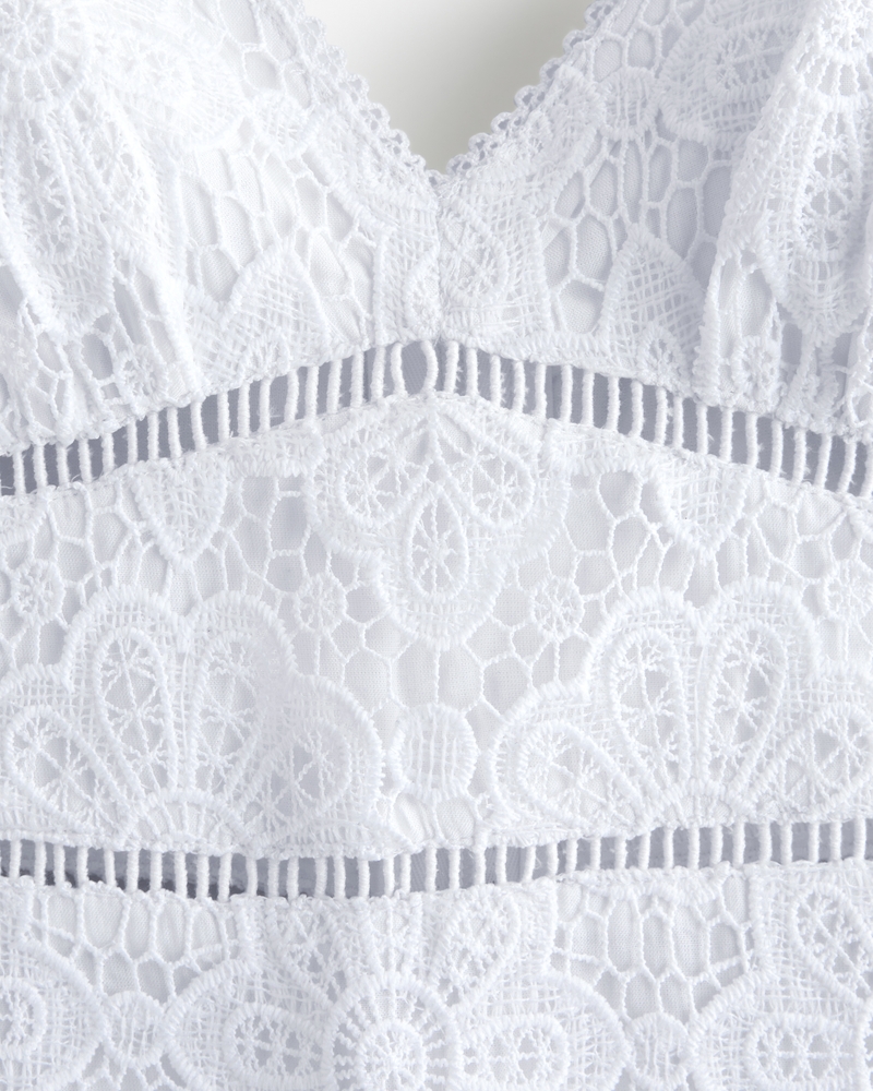 Delicate Lace Slim White Mini Dress