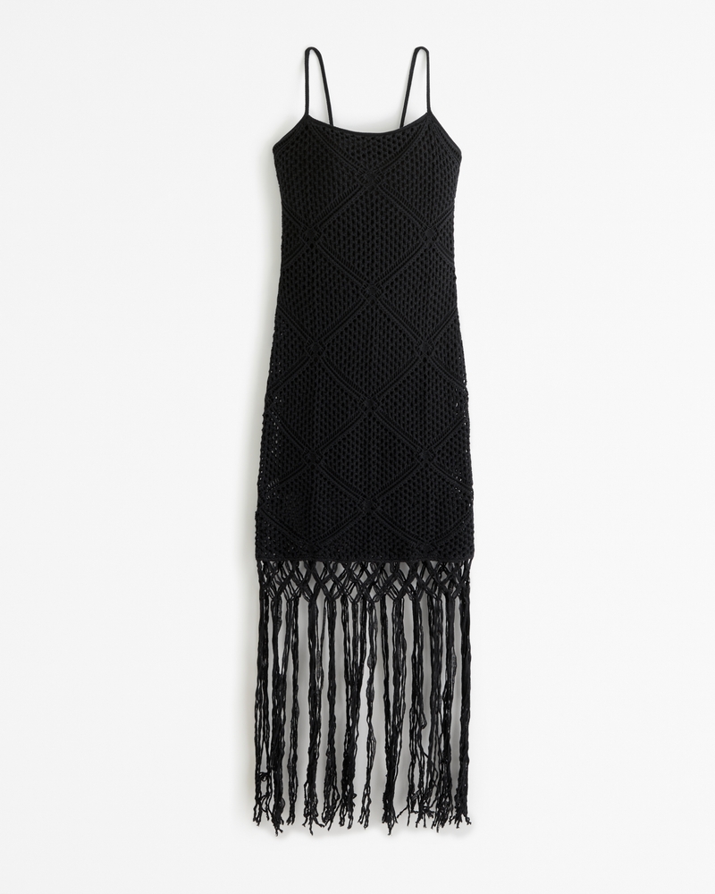 Women s Crochet Style Fringe Mini Dress Women s Clearance Abercrombie
