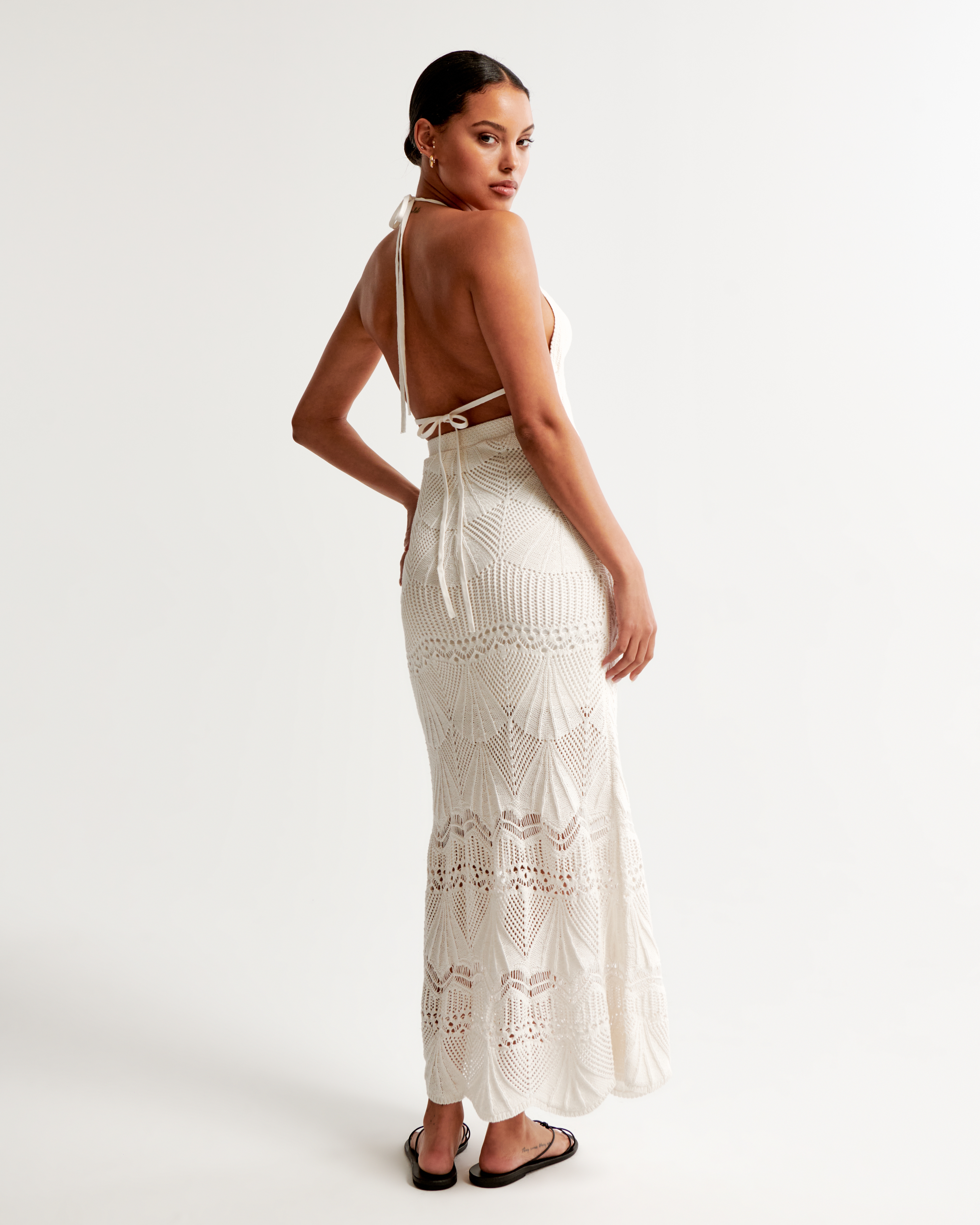 Women's Crochet-Style Halter Maxi Dress | Women's Dresses