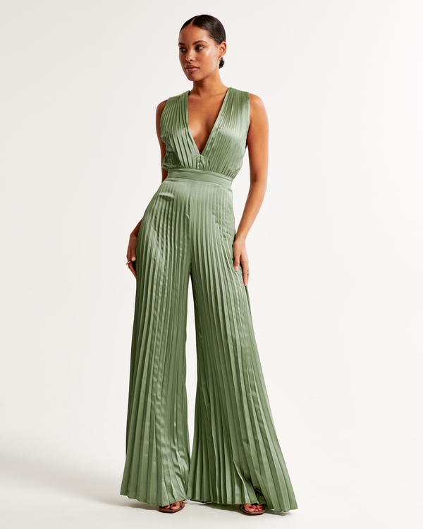 The A&F Giselle Pleated Jumpsuit, Green