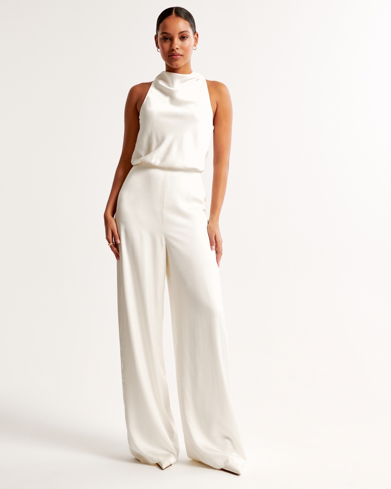 High-Neck Draped Jumpsuit