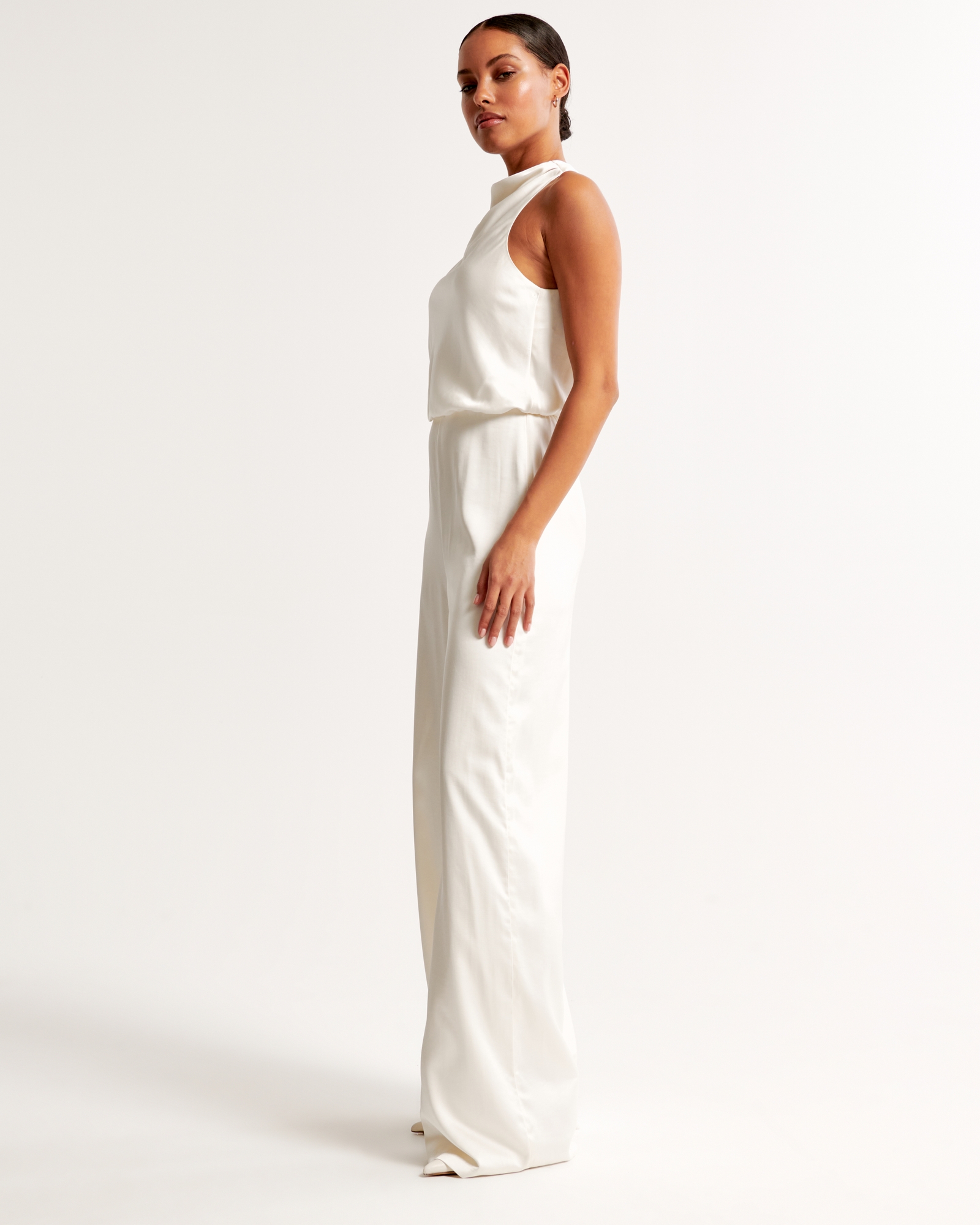 High-Neck Draped Jumpsuit