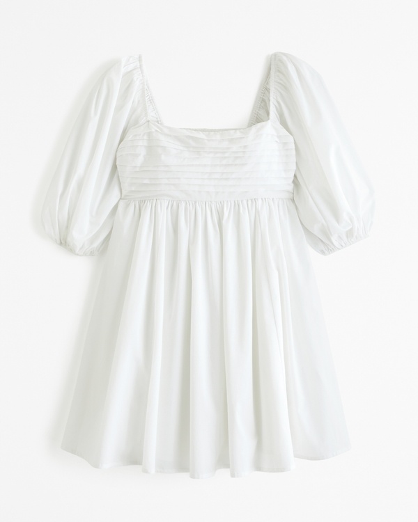 Emerson Poplin Puff Sleeve Mini Dress, White