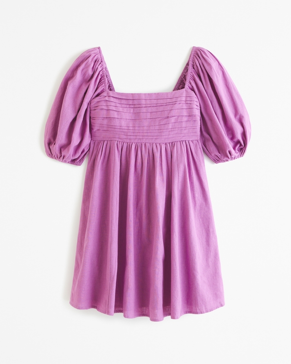 Women's Emerson Linen-Blend Puff Sleeve Mini Dress | Women's Dresses & Jumpsuits | Abercrombie.com